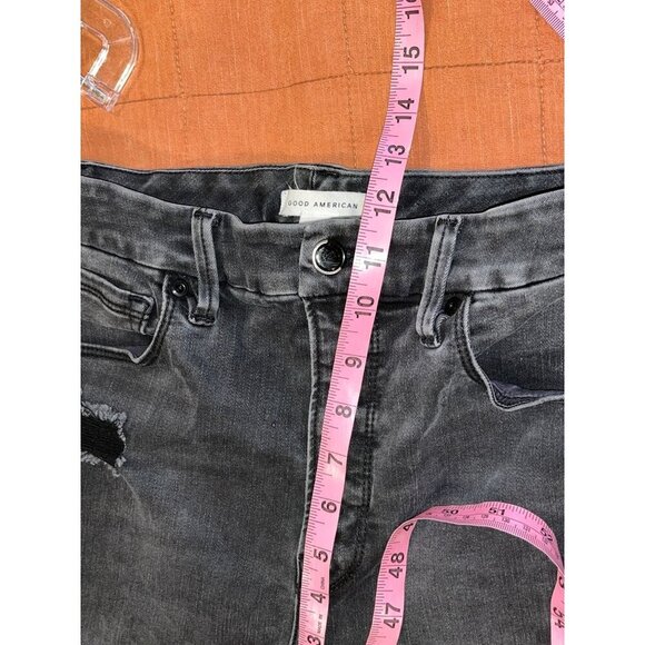 Good American Black Distressed High-Waisted Skinny Jeans Women's Size 6/28 - Picture 6 of 9